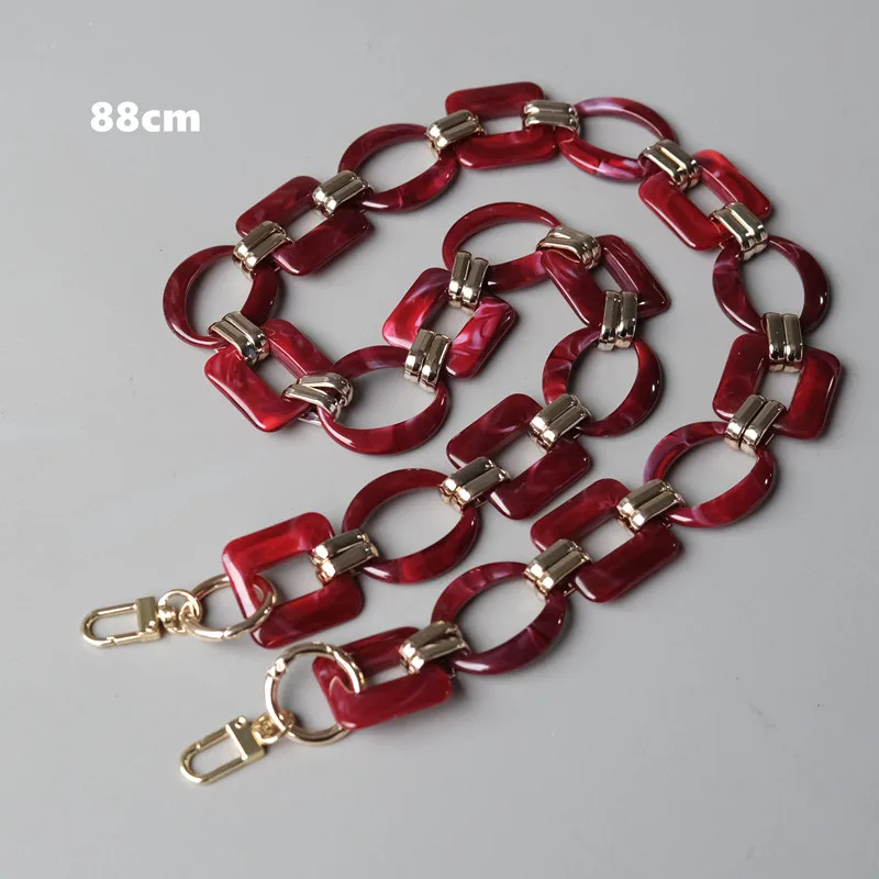 New Fashion Woman Bag Accessory Detachable Replacement Red Ink Acrylic Metal Chain Luxury Strap Women Shoulder Clutch Chains