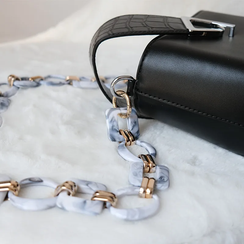 New Fashion Woman Bag Accessory Detachable Replacement Red Ink Acrylic Metal Chain Luxury Strap Women Shoulder Clutch Chains