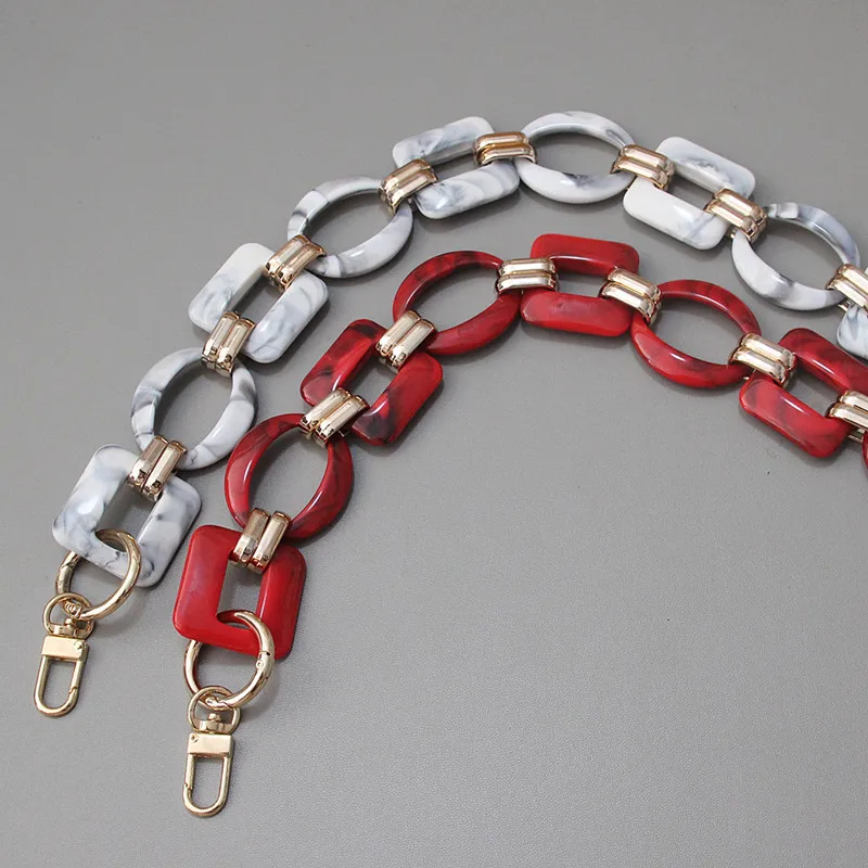 New Fashion Woman Bag Accessory Detachable Replacement Red Ink Acrylic Metal Chain Luxury Strap Women Shoulder Clutch Chains