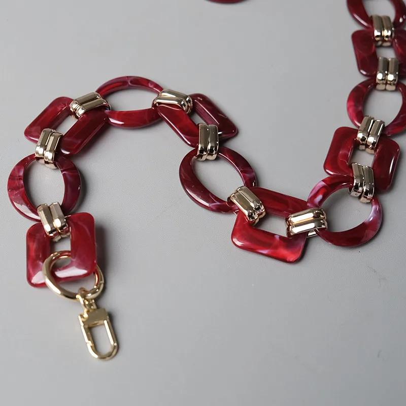 New Fashion Woman Bag Accessory Detachable Replacement Red Ink Acrylic Metal Chain Luxury Strap Women Shoulder Clutch Chains