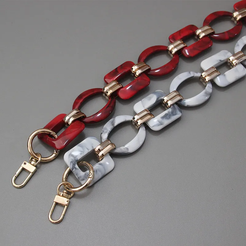 New Fashion Woman Bag Accessory Detachable Replacement Red Ink Acrylic Metal Chain Luxury Strap Women Shoulder Clutch Chains