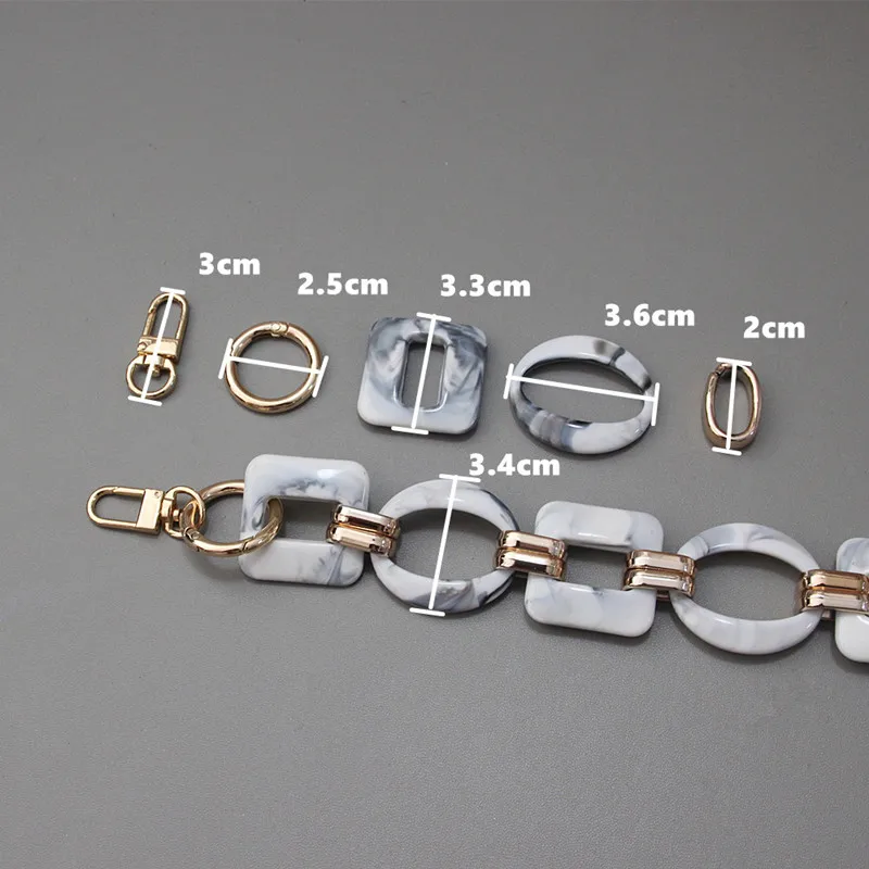 New Fashion Woman Bag Accessory Detachable Replacement Red Ink Acrylic Metal Chain Luxury Strap Women Shoulder Clutch Chains