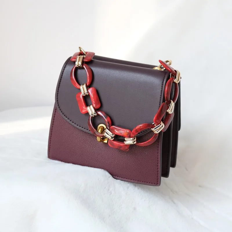 New Fashion Woman Bag Accessory Detachable Replacement Red Ink Acrylic Metal Chain Luxury Strap Women Shoulder Clutch Chains