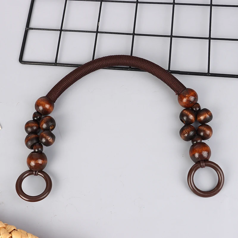 Women Fashion Wooden Bead Rope Bag Strap Wooden Handle Rope Beads Handbag Shoulder Belt DIY Replacement Bag Accessories