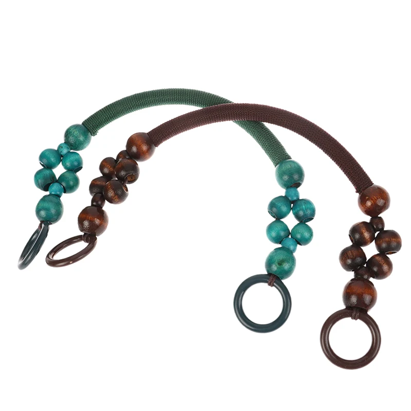 Women Fashion Wooden Bead Rope Bag Strap Wooden Handle Rope Beads Handbag Shoulder Belt DIY Replacement Bag Accessories