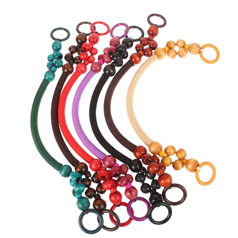 Women Fashion Wooden Bead Rope Bag Strap Wooden Handle Rope Beads Handbag Shoulder Belt DIY Replacement Bag Accessories