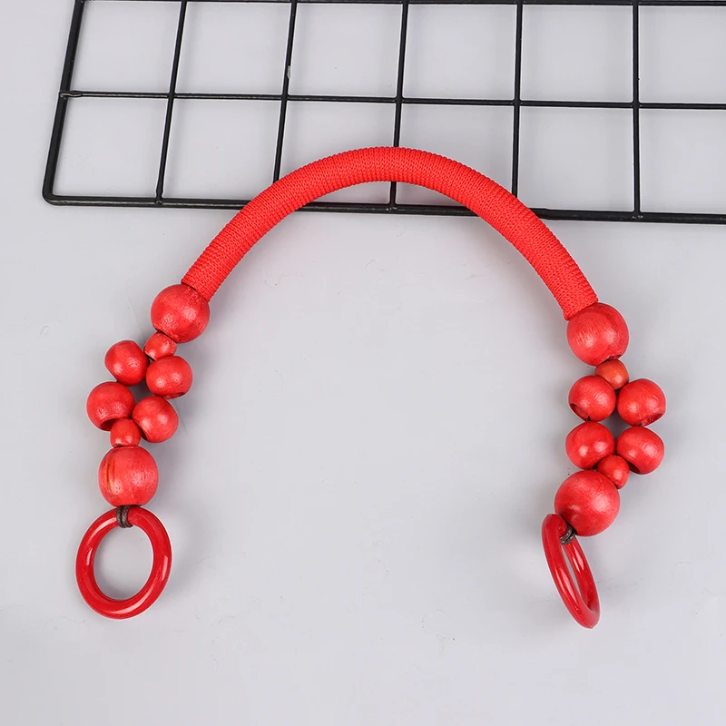 Women Fashion Wooden Bead Rope Bag Strap Wooden Handle Rope Beads Handbag Shoulder Belt DIY Replacement Bag Accessories