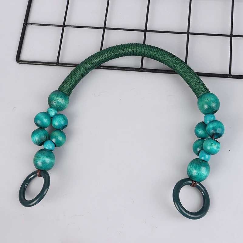 Women Fashion Wooden Bead Rope Bag Strap Wooden Handle Rope Beads Handbag Shoulder Belt DIY Replacement Bag Accessories