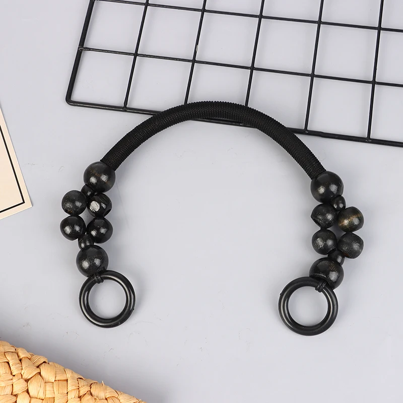 Women Fashion Wooden Bead Rope Bag Strap Wooden Handle Rope Beads Handbag Shoulder Belt DIY Replacement Bag Accessories