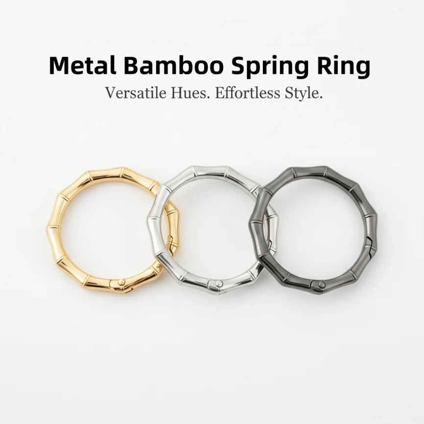 5-30pcs DIY Metal Bamboo Spring Ring 19-38mm Round Connector Buckle for Clasps Bag Handbag Carabiner Pendant Jewelry Accessory