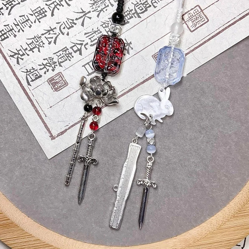 Creative Phone Charms Fashion Trendy Beaded Rabbit Mobile Phone Chain Lanyard Keychain Bag Decoration Pendant Card Book Chain
