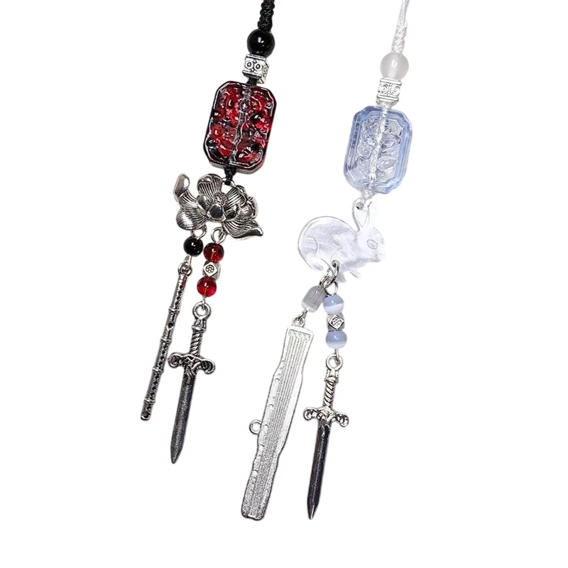 Creative Phone Charms Fashion Trendy Beaded Rabbit Mobile Phone Chain Lanyard Keychain Bag Decoration Pendant Card Book Chain