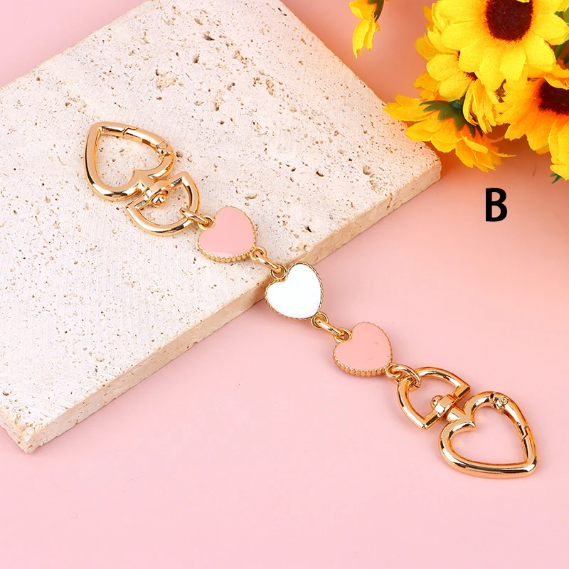 Bag Extension Chain Crossbody Purse Heart-shaped Chain Strap Handbag Hanging Buckle DIY Chain Charm Shoulder Bag Accessories