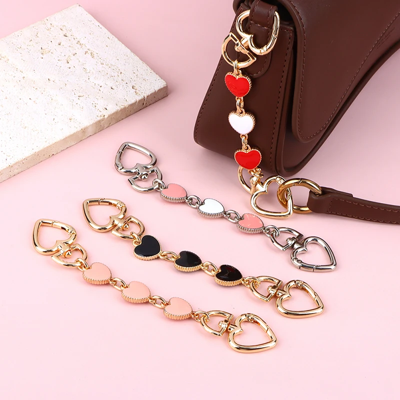 Bag Extension Chain Crossbody Purse Heart-shaped Chain Strap Handbag Hanging Buckle DIY Chain Charm Shoulder Bag Accessories