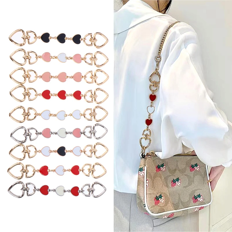 Bag Extension Chain Crossbody Purse Heart-shaped Chain Strap Handbag Hanging Buckle DIY Chain Charm Shoulder Bag Accessories