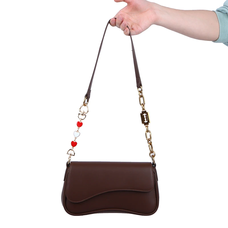 Bag Extension Chain Crossbody Purse Heart-shaped Chain Strap Handbag Hanging Buckle DIY Chain Charm Shoulder Bag Accessories