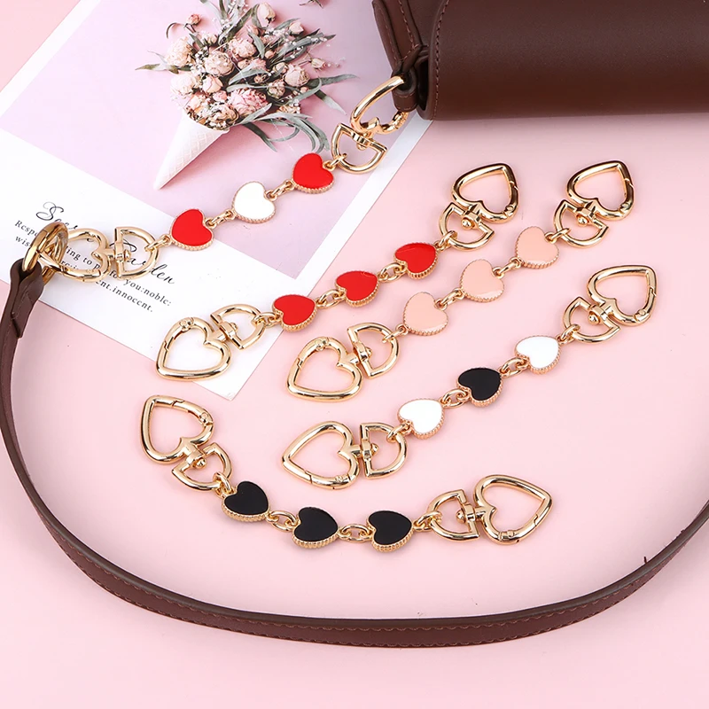 Bag Extension Chain Crossbody Purse Heart-shaped Chain Strap Handbag Hanging Buckle DIY Chain Charm Shoulder Bag Accessories