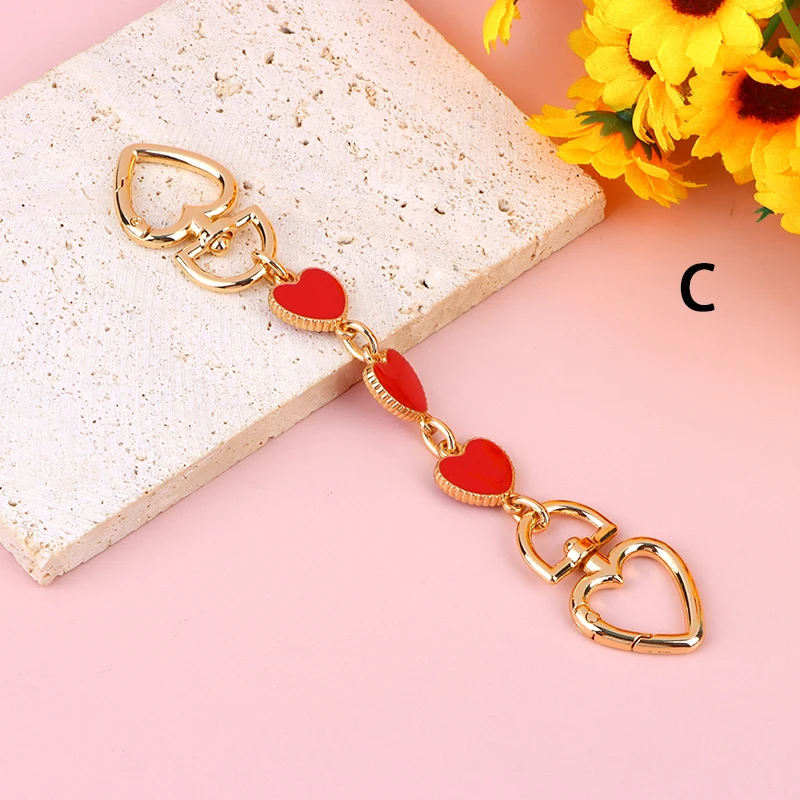 Bag Extension Chain Crossbody Purse Heart-shaped Chain Strap Handbag Hanging Buckle DIY Chain Charm Shoulder Bag Accessories