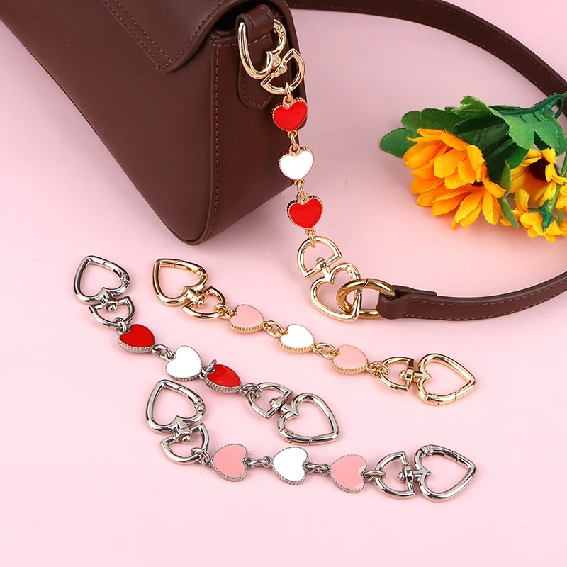 Bag Extension Chain Crossbody Purse Heart-shaped Chain Strap Handbag Hanging Buckle DIY Chain Charm Shoulder Bag Accessories