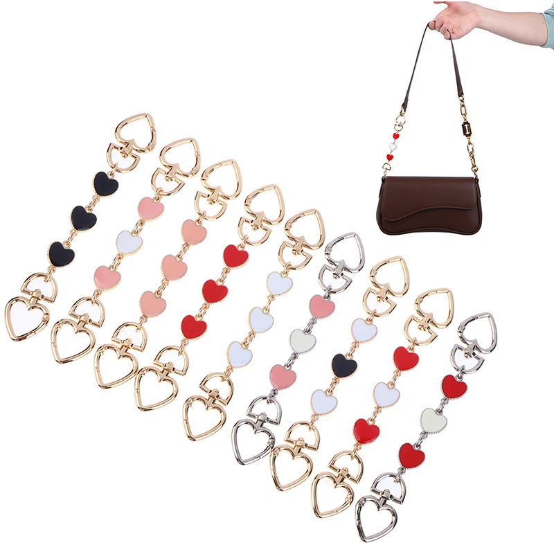 Bag Extension Chain Crossbody Purse Heart-shaped Chain Strap Handbag Hanging Buckle DIY Chain Charm Shoulder Bag Accessories