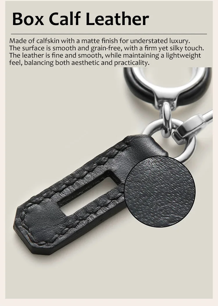 Luxury Metal Spliced Calfskin Bag Charm Silver Chain Pendant For Birkin Kelly Handbag Decor,Fashion Bag Accessory