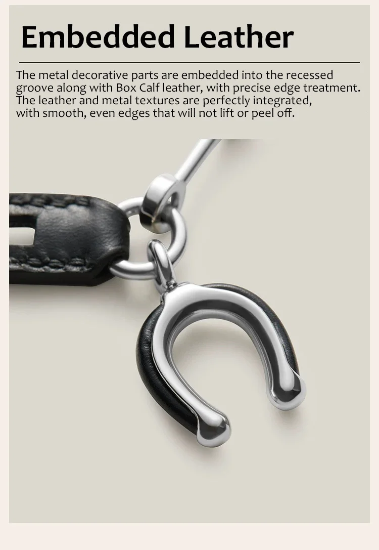 Luxury Metal Spliced Calfskin Bag Charm Silver Chain Pendant For Birkin Kelly Handbag Decor,Fashion Bag Accessory