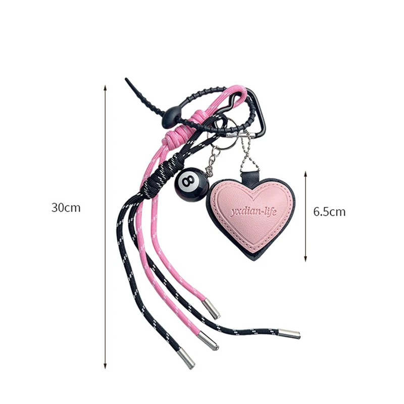 Fashion Creative Lucky Billiard Black No.8 Ball Key Chain Weaving Colorful Rope Bag Hanging Trendy Bag Hanging Jewelry Gift