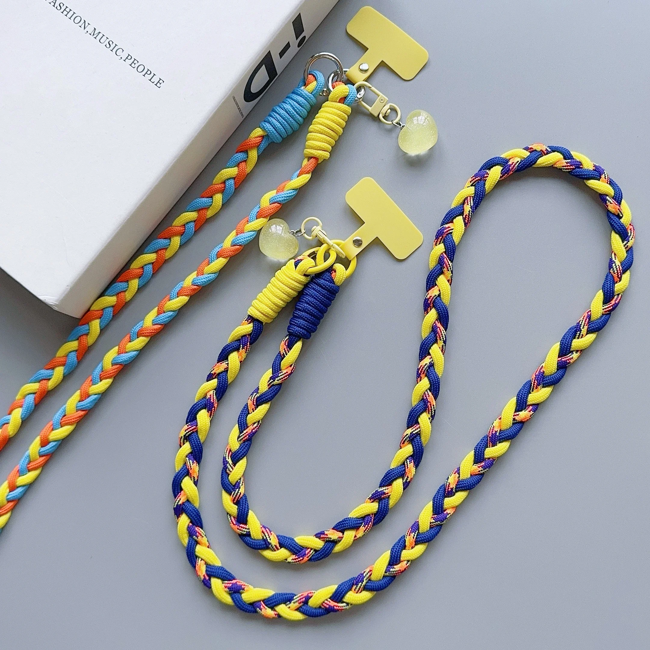 Colourful Braided Rope Fashion Diagonal Strap Rope Anti-Loss Sturdy Lanyard Keychain Rope Mobile Phone Love Lanyard