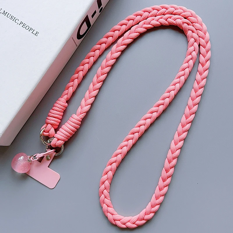 Colourful Braided Rope Fashion Diagonal Strap Rope Anti-Loss Sturdy Lanyard Keychain Rope Mobile Phone Love Lanyard