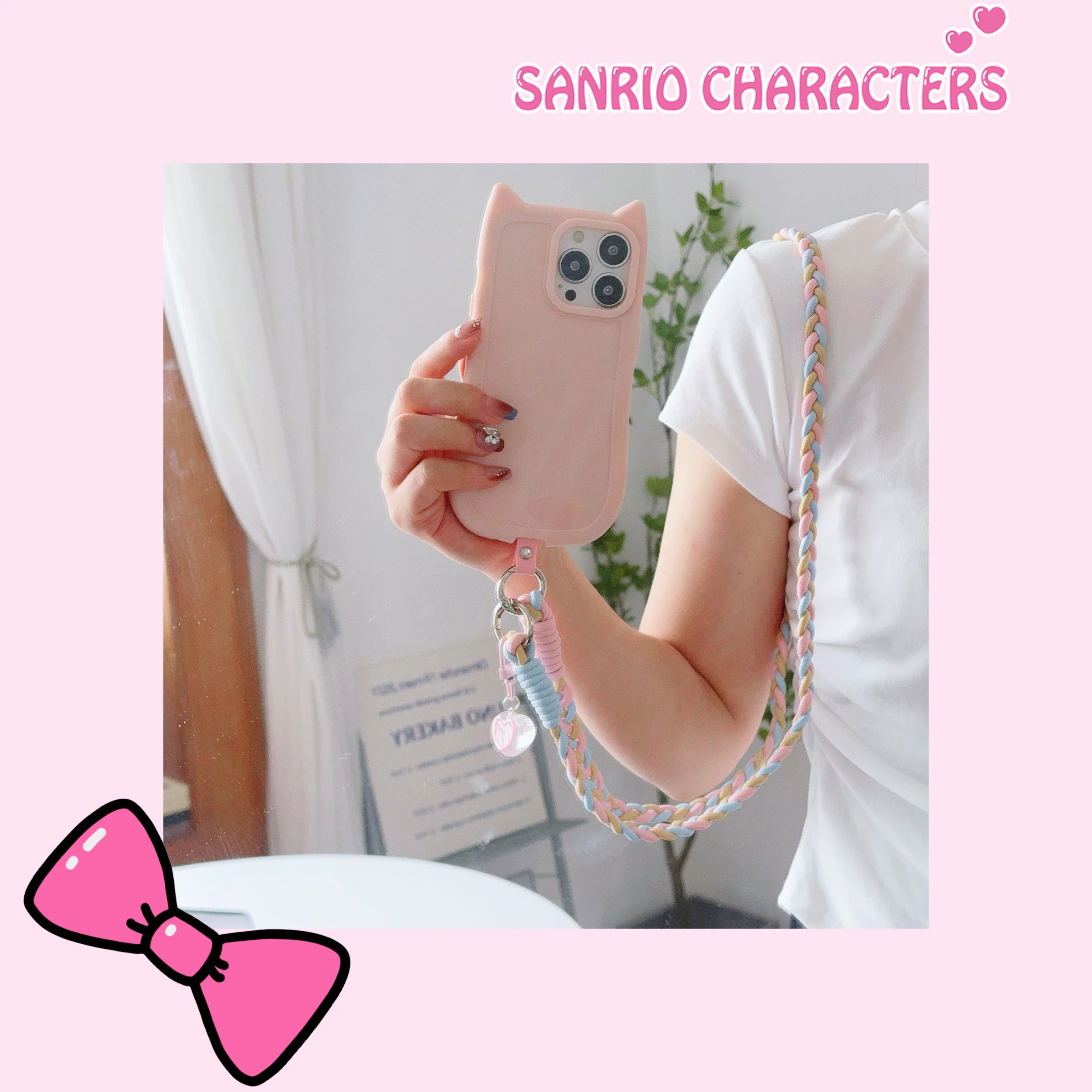 Colourful Braided Rope Fashion Diagonal Strap Rope Anti-Loss Sturdy Lanyard Keychain Rope Mobile Phone Love Lanyard