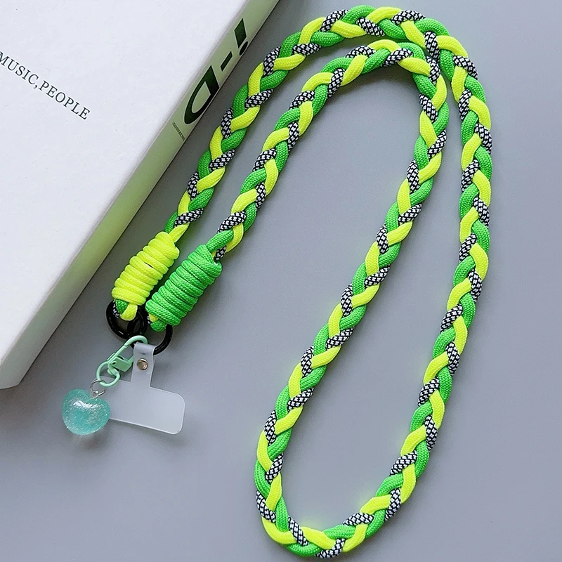 Colourful Braided Rope Fashion Diagonal Strap Rope Anti-Loss Sturdy Lanyard Keychain Rope Mobile Phone Love Lanyard
