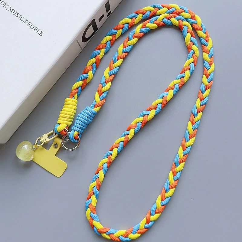 Colourful Braided Rope Fashion Diagonal Strap Rope Anti-Loss Sturdy Lanyard Keychain Rope Mobile Phone Love Lanyard