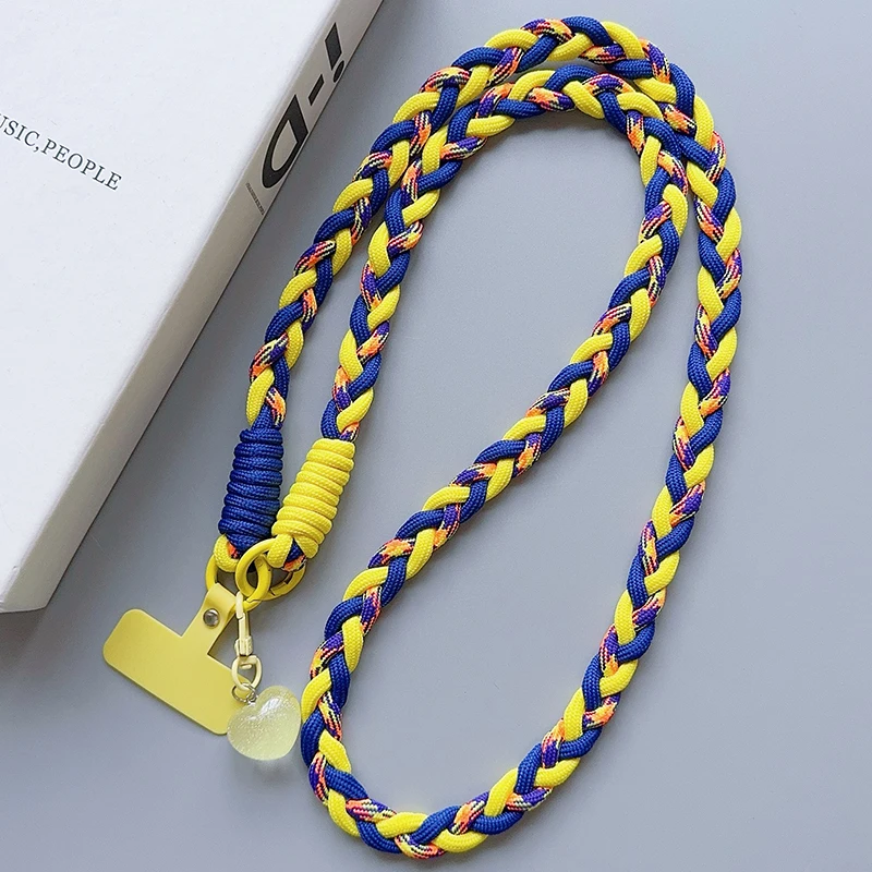 Colourful Braided Rope Fashion Diagonal Strap Rope Anti-Loss Sturdy Lanyard Keychain Rope Mobile Phone Love Lanyard