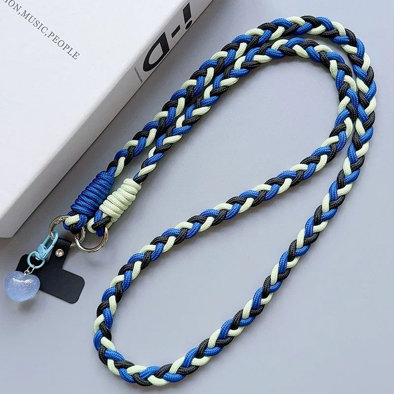 Colourful Braided Rope Fashion Diagonal Strap Rope Anti-Loss Sturdy Lanyard Keychain Rope Mobile Phone Love Lanyard