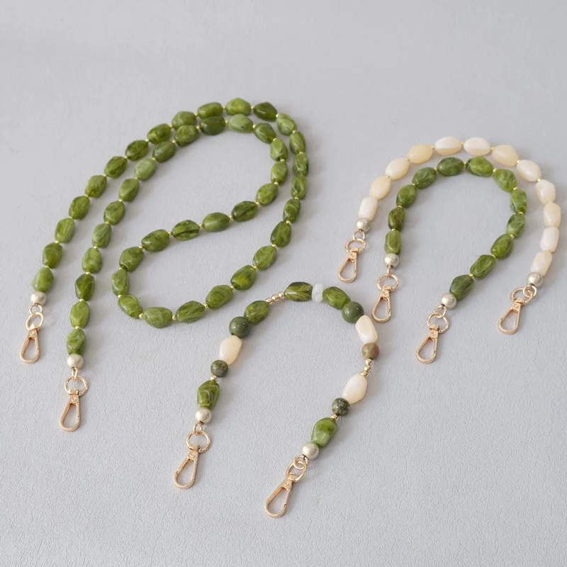New Fashion Woman Bag Accessory Detachable Green Beaded Chains Cute Acrylic Luxury Strap Women Elegant Bag Shoulder Handle Chain
