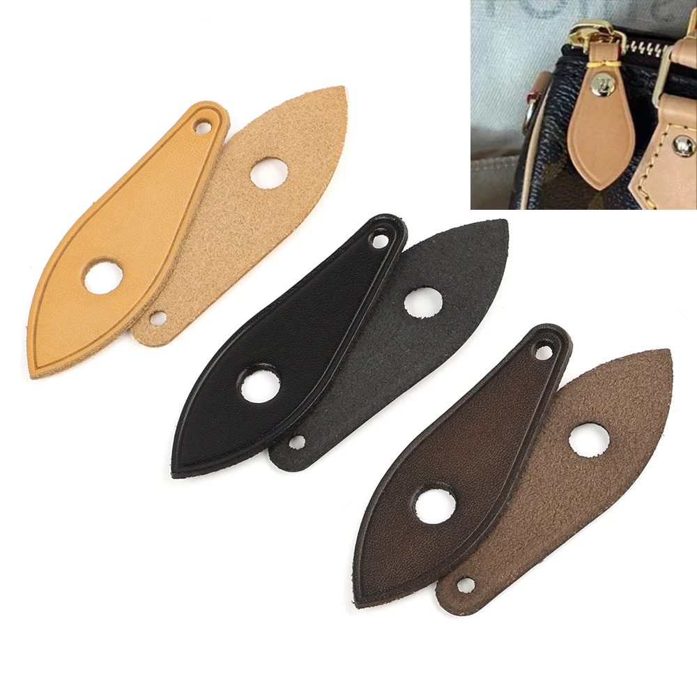 2Pcs/Lot Fashion Handbag Zipper Pulls Genuine Vachetta Leather Replacement for Speedy 25/30/35 Bag Designer Zipper Pull