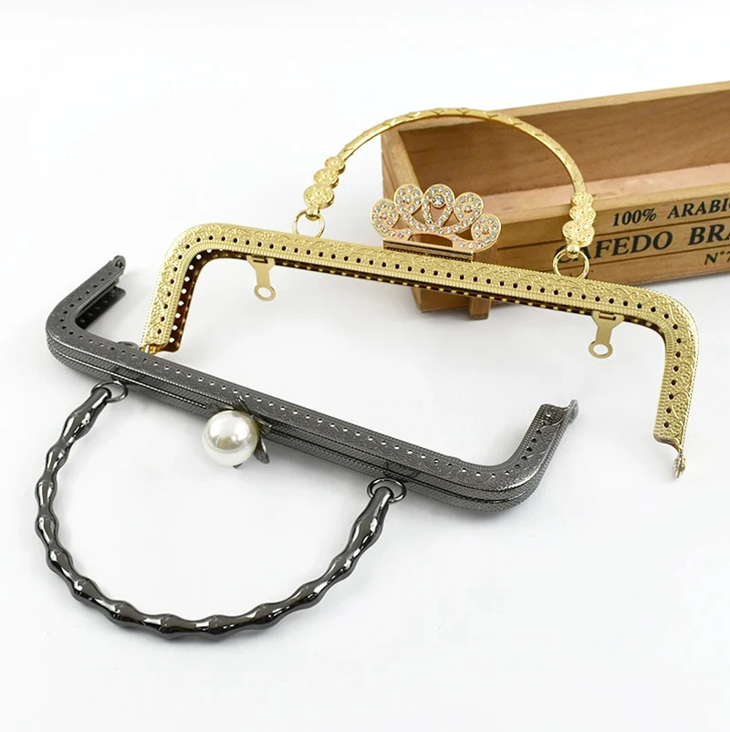 1/2/5Pcs 20cm Embossed Metal Handles for Bags Women Handbag Purse Frame Closure Kiss Clasp DIY Sewing Brackets Bag Accessories