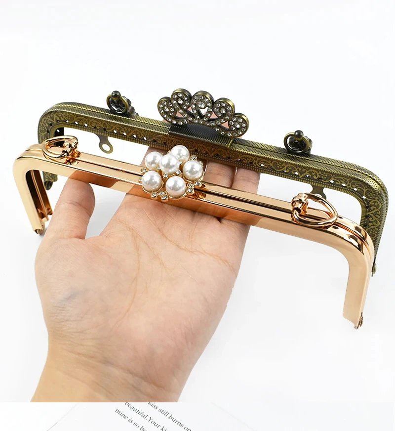 1/2/5Pcs 20cm Embossed Metal Handles for Bags Women Handbag Purse Frame Closure Kiss Clasp DIY Sewing Brackets Bag Accessories
