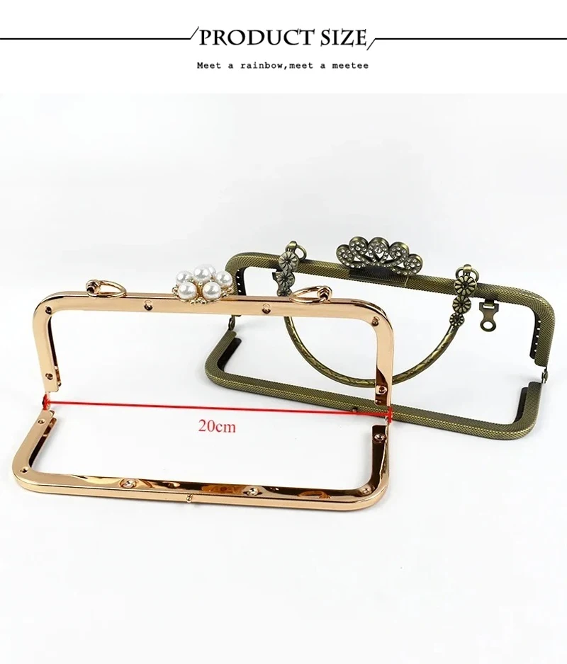 1/2/5Pcs 20cm Embossed Metal Handles for Bags Women Handbag Purse Frame Closure Kiss Clasp DIY Sewing Brackets Bag Accessories