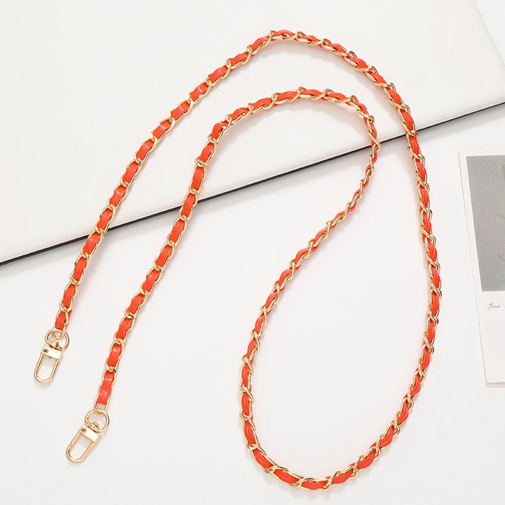 60CM Long PU Leather+Metal Bag Chain Fashion Bag Strap For Women Braided Crossbody Bag Strap Detachable Mobile Phone Case Chain