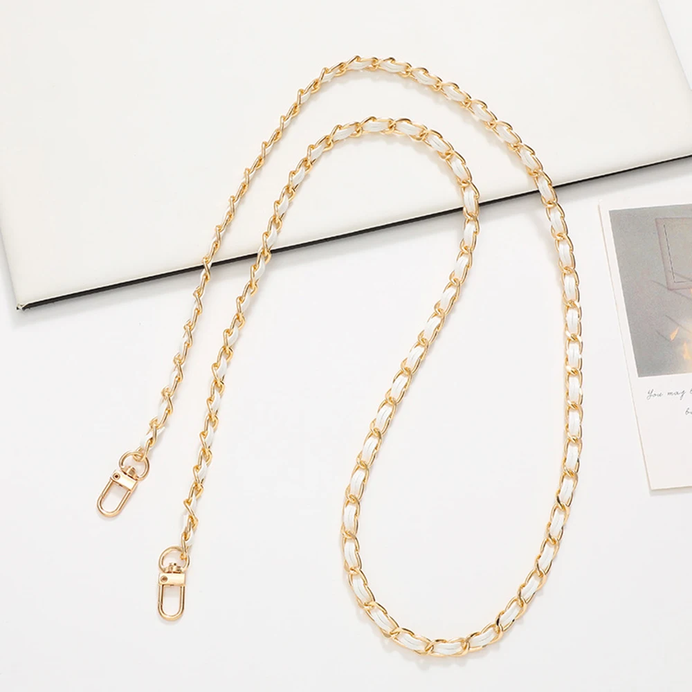 60CM Long PU Leather+Metal Bag Chain Fashion Bag Strap For Women Braided Crossbody Bag Strap Detachable Mobile Phone Case Chain
