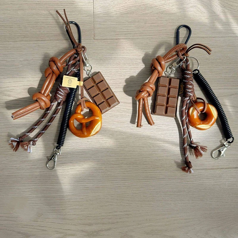 Autumn/Winter Brown Cute Alkaline Bread Korean Style INS Bag Pendant Chocolate Mountain Climbing Rope Keychain Decorative Hangin