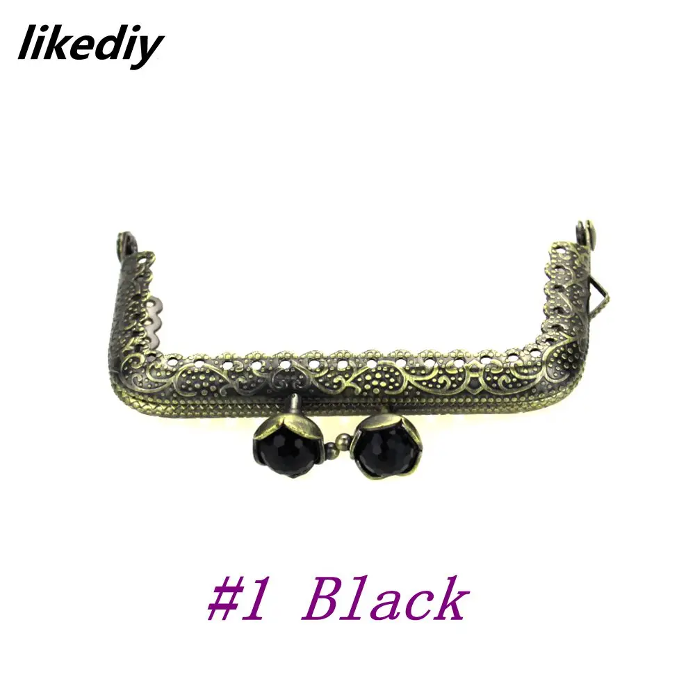 10 Pcs/Lot 8.5 CM Antique Bronze Metal Purse Frame Square Lotus Head Coral Beads Kiss Clasp DIY Bag Accessories