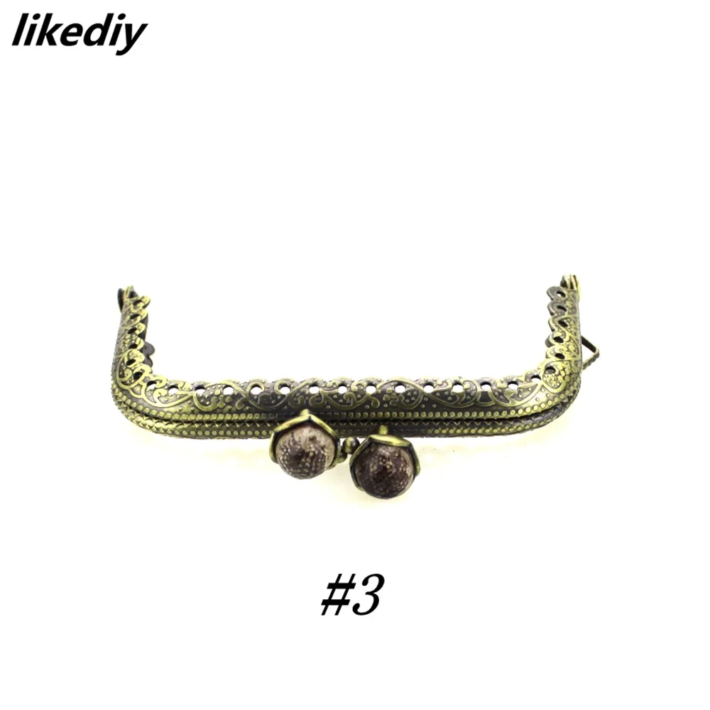 10 Pcs/Lot 8.5 CM Antique Bronze Metal Purse Frame Square Lotus Head Coral Beads Kiss Clasp DIY Bag Accessories