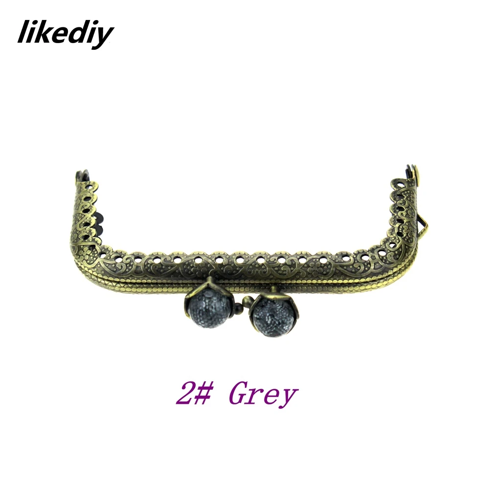 10 Pcs/Lot 8.5 CM Antique Bronze Metal Purse Frame Square Lotus Head Coral Beads Kiss Clasp DIY Bag Accessories