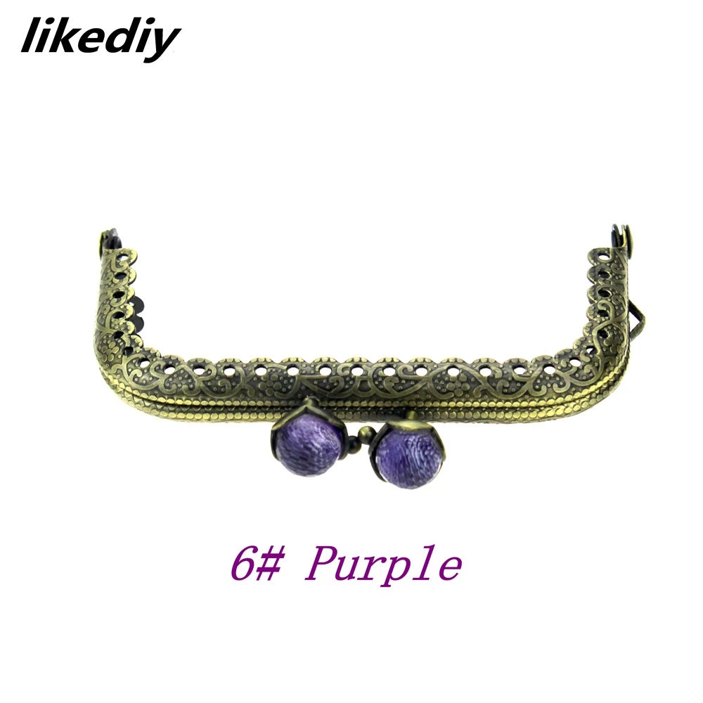 10 Pcs/Lot 8.5 CM Antique Bronze Metal Purse Frame Square Lotus Head Coral Beads Kiss Clasp DIY Bag Accessories