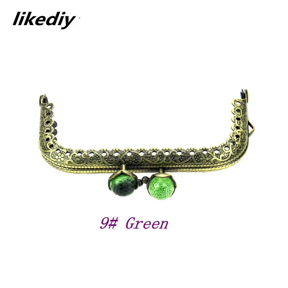 10 Pcs/Lot 8.5 CM Antique Bronze Metal Purse Frame Square Lotus Head Coral Beads Kiss Clasp DIY Bag Accessories