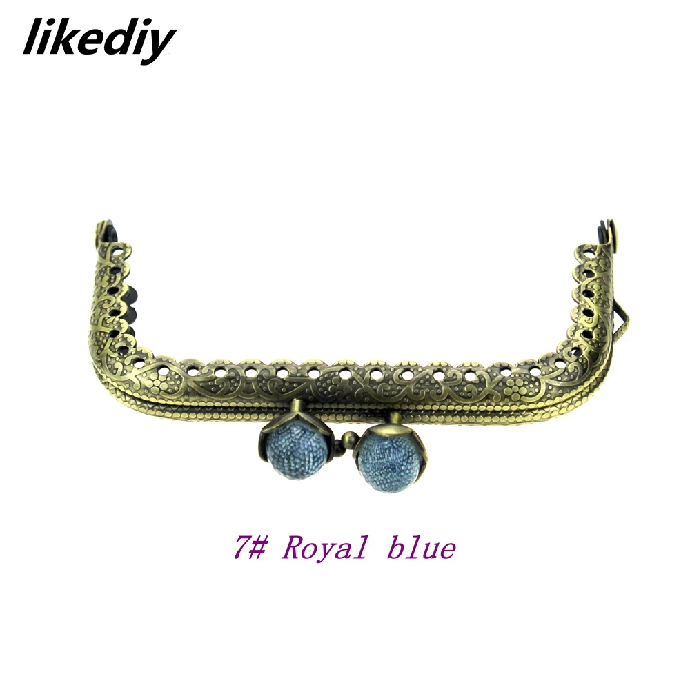 10 Pcs/Lot 8.5 CM Antique Bronze Metal Purse Frame Square Lotus Head Coral Beads Kiss Clasp DIY Bag Accessories
