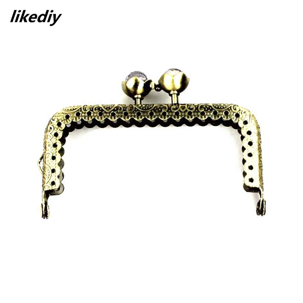 10 Pcs/Lot 8.5 CM Antique Bronze Metal Purse Frame Square Lotus Head Coral Beads Kiss Clasp DIY Bag Accessories