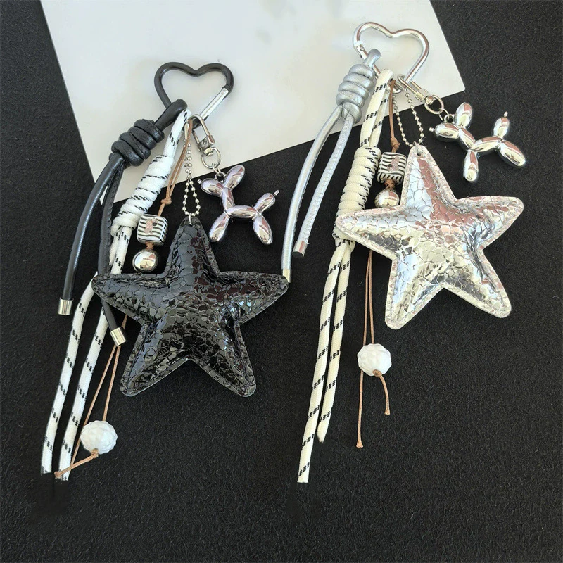 2025 New PU Leather Starfish Bag Charm Cute Decorative Keychain Decoration Fashion Braided Rope Bag Accessorie